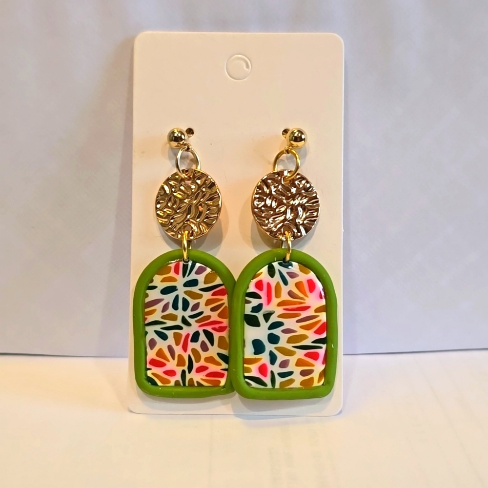 Stained Glass Inspired Polymer Clay Earrings